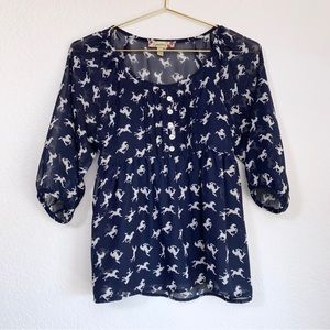 Speechless Babydoll Horse Print Top